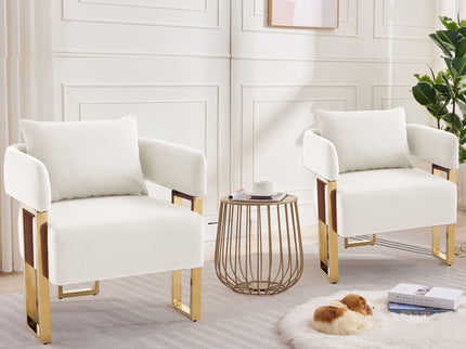 Modern Classic Design Decorative Chair Teddy Fleece Upholstered And Metal Foot