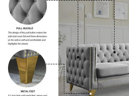 Modern Sofa With Button Tufting, Upholstered Couch For Living Room