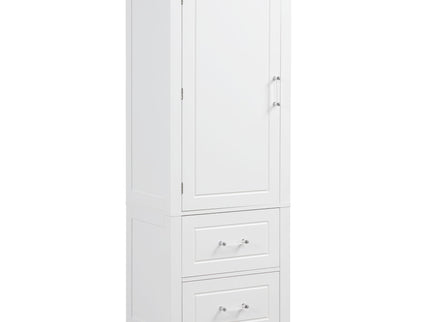 Tall Freestanding Bathroom Storage Cabinet With 2 Drawers And Adjustable Shelf