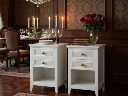 Nightstand With 2 Drawers Bedside Table