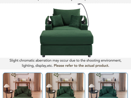 Modern Style Loveseat Sofa Sectional Sofa Couch With Storage Space, A Movable Ottoman, Two USB Ports, Two Cup Holders, A Phone Holder For Living Room