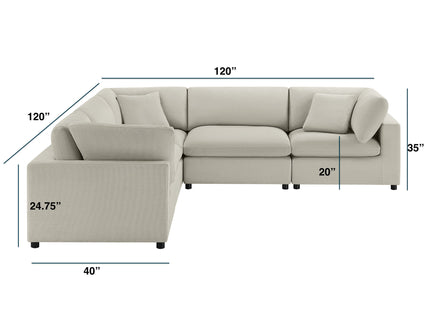 Cassandra - Modular 5 Piece Sectional