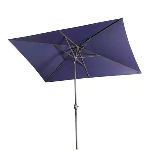 Rectangular Patio Umbrella With Crank Tilt, Polyester UV-Resistant Canopy
