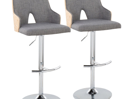 Stella - Contemporary Adjustable Barstool Stool With Swivel & Rounded T Footrest (Set of 2)