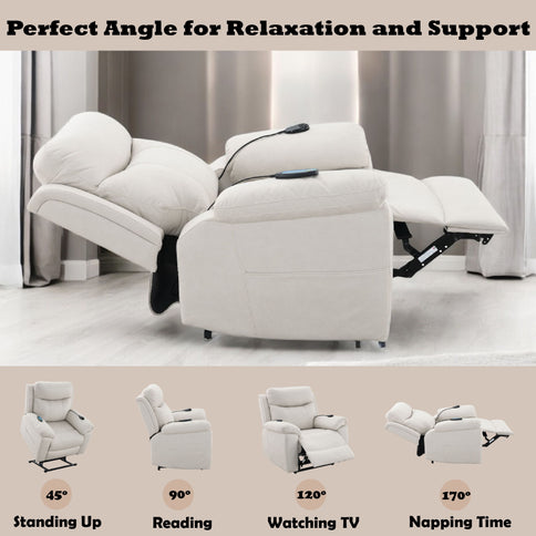 Chriki - Polished Power Motion Recliner With Lift Heating Massage Chair