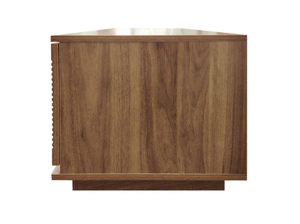 TV Stand, Entertainment Center & Fluted Door & Cable Management, Soft Closing Hinges - Walnut