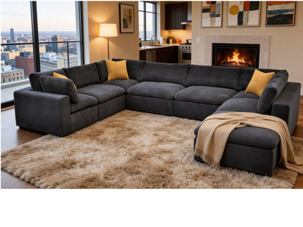 Custom Configuration Modular Sectional With Toss Pillows