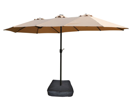 Double- Sided Outdoor Market Umbrella With Lights And Base