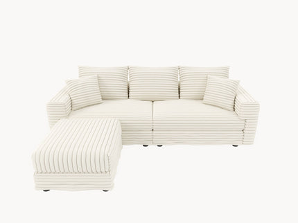 Deep Seat Convertible Sofa With Soft Pillows And Ottomans