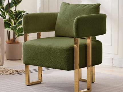 Modern Decorative Chair Teddy Fleece Upholstered And Metal Foot