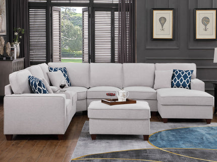 Tina - 8 Piece Upholstered Sectional With Ottoman