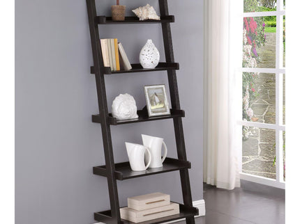 Ladder 5 Shelf Bookcase With Spacious Storage - Brown