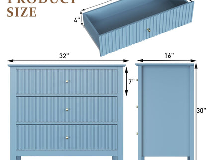 Fluted 3 Drawer Nightstand With Soft Close Slides