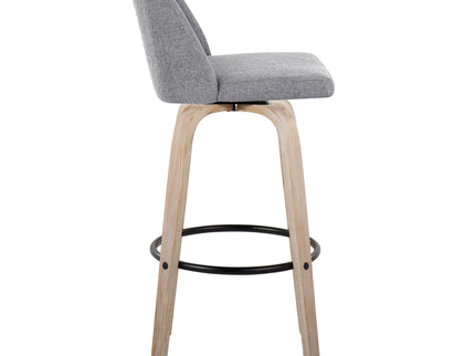 Toriano - Mid-Century Modern Fixed Height BarStool With Round Footrest (Set of 2)
