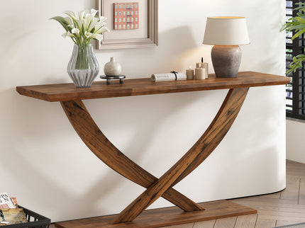 Console Table With Cross Leg Base And Reinforced Support Plate