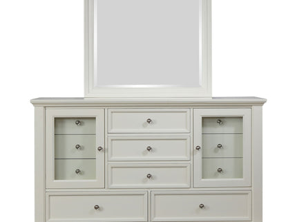 Dennis - 11 Drawer Dresser With Mirror - Cream White
