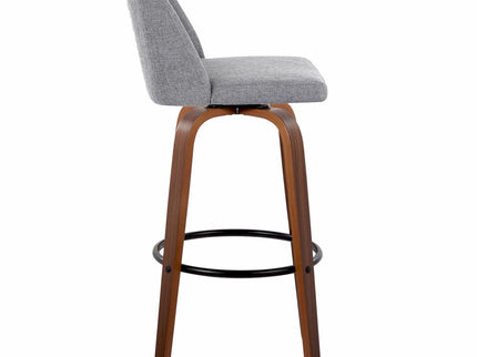 Toriano - Mid Century Modern Fixed Height Barstool Swivel And Round Footrest (Set of 2)