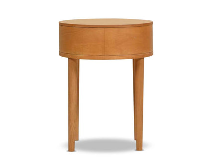 Cabana - Round Cane Storage Side Table - Natural Brown Oak