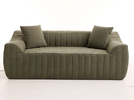 Oversized 2 Seater Loveseat With 2 Decor Throw Pillows, Deep Seat Sofa For Living Rooms