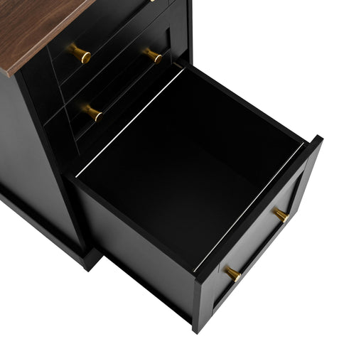 Space Saving L-Shaped Computer Desk With Keyboard Tray & Charging Stations