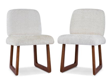 Dining Chair With Curved Legs (Set of 2) - Beige / Brown