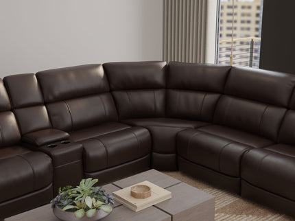 Brazil - Power Sectional With Adjustable Headrest & Footrest - Dark Brown