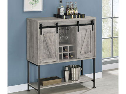 Hovander - Sliding Door Bar Cabinet - Gray