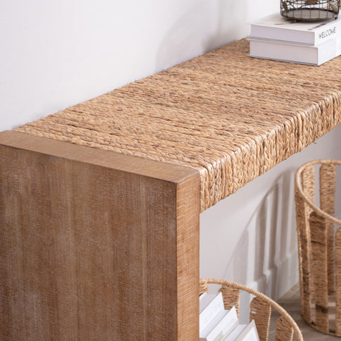 Console Table, Handwoven Top - Antique Natural / Natural