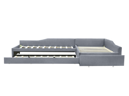 Upholstered Double Daybed With Trundle And Drawer