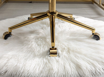 Office Chair, Artificial Rabbit Hair Home Office Chair With Metal Base, Adjustable Desk Chair Swivel Office Chair, Vanity Chair
