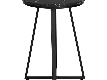 Accent Table, Side, Round Marble Look Contemporary & Modern - Black