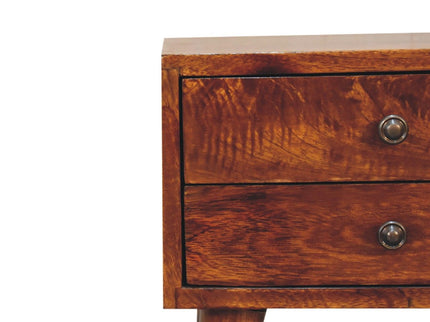 Mini Modern Bedside Table - Chestnut