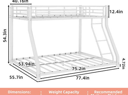 Twin Over Full Bunk Bed - White
