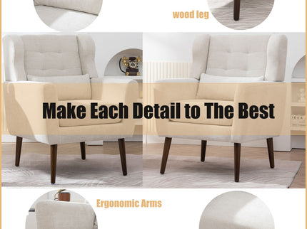 Modern Accent Chair Upholstered Foam Filled Living Room Chairs Comfy Reading Chair Mid-Century Modern Chair With Fabric Lounge Arm Chairs Armchair For Living Room Bedroom