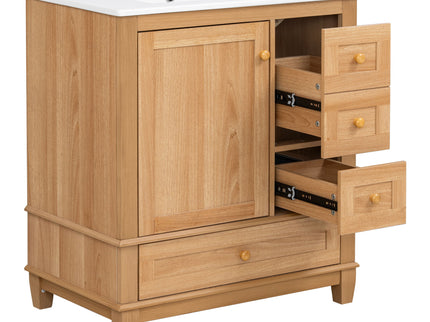 Freestanding Bathroom Vanity With Sink, Soft Close Doors & Drawers, Ample Storage - Wood