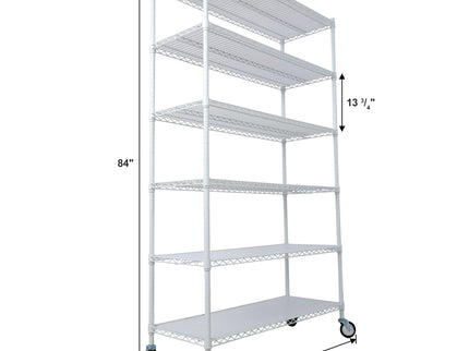 6 Tier 6000Lbs Capacity Nsf Metal Shelf Wire Shelving Unit, Heavy Duty Adjustable Storage Rack With Wheels & Shelf Liners For Commercial Grade Utility Steel Storage Rack