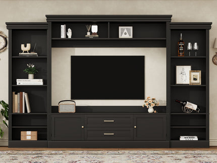 Elegant Entertainment Center Wall Unit With Bookshelves