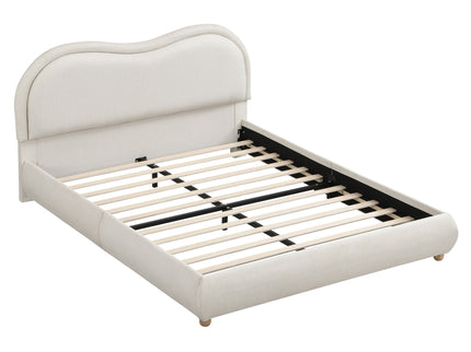 Upholstered Platform Bed Frame With Curved Headboard