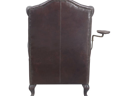 Pino - Vintage Top Grain Leather Accent Chair With 1 Toss Pillow - Brown