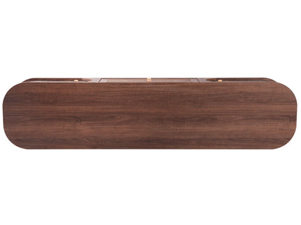 TV Stand For TVs Up To 75'', Cabinet With Drawers And Sliding Doors, Living Room Entertainment Console - Natural Wood / Brown