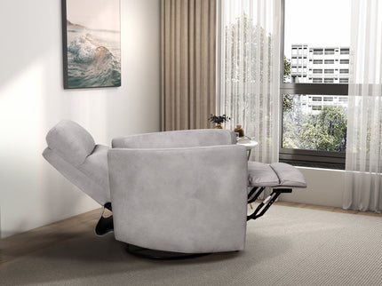 Lawson - Swivel Glider Suede Recliner Chair - Latte