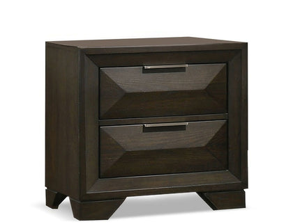 3 Piece Bedroom Set With Faceted Panels Bed And 2 Nightstands