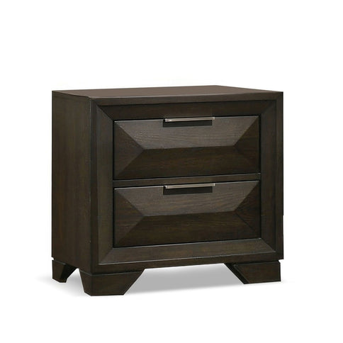 3 Piece Bedroom Set With Faceted Panels Bed And 2 Nightstands