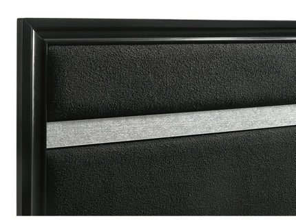 Modern Bedroom Set With Upholstered Headboard And Textured Storage