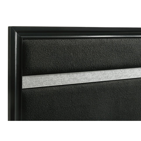 Modern Bedroom Set With Upholstered Headboard And Textured Storage