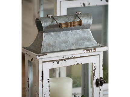 Wooden Candle Lantern Decorative, Hurricane Lantern Holder Decor For Indoor Outdoor, Home Garden Wedding - White