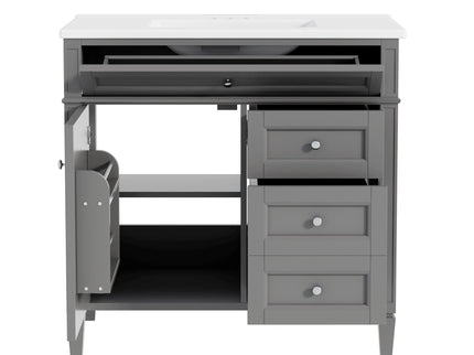 Bathroom Vanity With Top Sink, 2 Drawers, Tip Out Drawer
