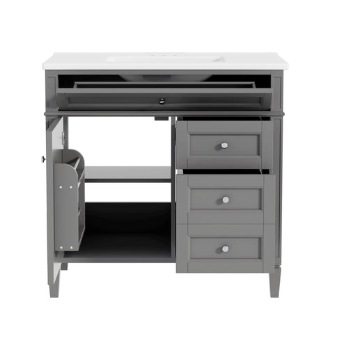 Bathroom Vanity With Top Sink, 2 Drawers, Tip Out Drawer