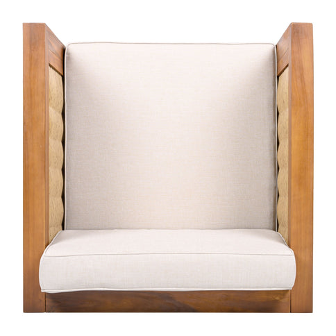 Outdoor Club Chair With Wicker Armrest