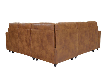 Upholstered L - Shape Sectional Sofa Bed With Pull Out Sleeper And Storage